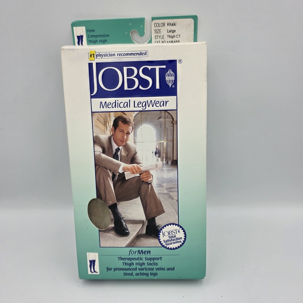 Jobst 115402 For Men Khaki 20-30 mmHg Large Thigh CT Compression Stockings NEW